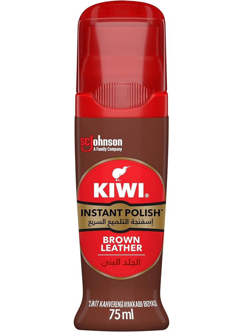 Kiwi Liquid Shoe Polish Brown 75Ml - Image 1